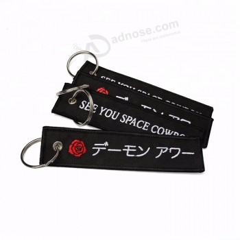 Fabric Pilot Crew Both Side Embroidery Keychain Keyring