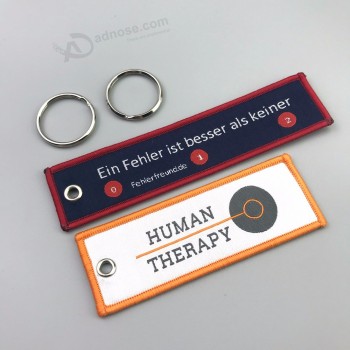 Custom color embroidery  keychain,  promote woven key chains
