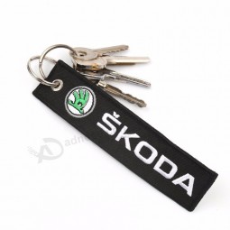 Black Twill Embroidered Clothing Keychains with Letters Logo