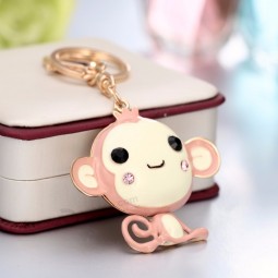 TOGORY Cute Monkey Crystal Rhinestone Metal Bag Pendant Key chains Holder women Keyrings Keychains For Car KY019