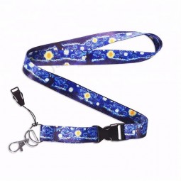 Logo Printed Nylon Linking Woven Lanyard With Special Hook