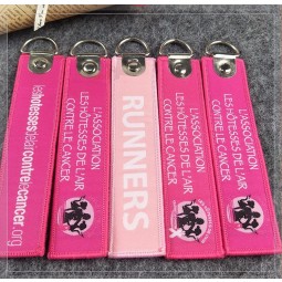 Custom Polyester Woven personalised keyrings for Promotion