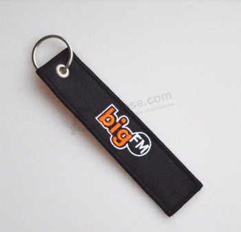 Double Logo Fabric Woven personalised keyrings Holder for Airplane