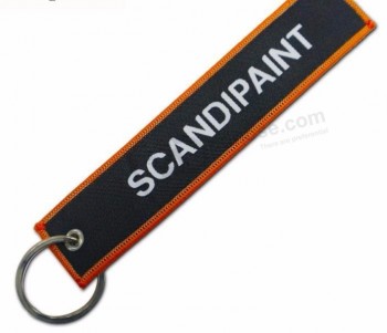Fabric personalised keyrings for Zipper Pull with Woven Logo