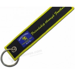 Woven Logo Fabric personalised keyrings with Metal Split Ring