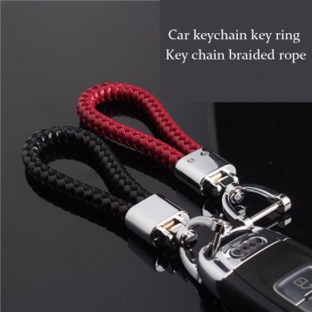 metal and leather car logo keychain with keyring