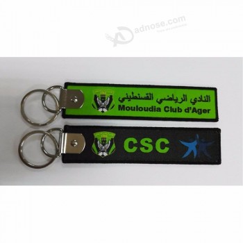 souvenir embroidery key tags  football club woven logo keychain