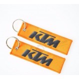 Fabric Woven Brand Name Tag Key Chain