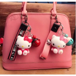 Hello Kitty Women Keychain Key Holder Cute Cartoon Cat Key Chains DIY Wrist Rope Keyring Car Bag Charm Keyrings Couple Key Chain