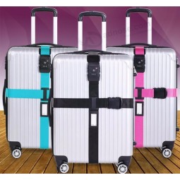 cinta de bagagem cinto cruz embalagem mala de viagem ajustável nylon 3 dígitos senha de bloqueio cruz fivela cinta cintos de bagagem