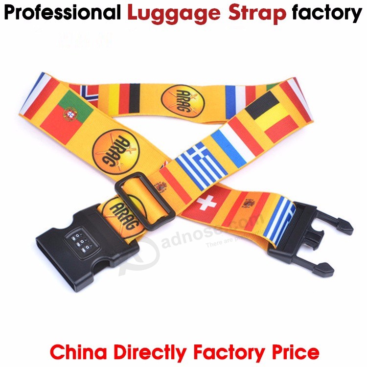 Cintura bagaglio promozionale, cinghia bagaglio personalizzata, cintura bagaglio in poliestere con chiusura, cinghia bagaglio