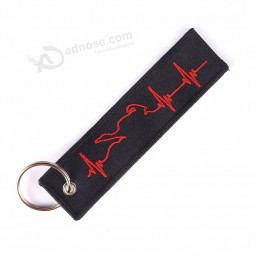 3 PCS/LOT Fashion Biker Heartbeat Keychain for Motorcycles and Cars  Embroidery Key Fobs Wholesales Fashionable Chain Keychain