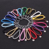 Handmade braided PU Leather Keychains Key Chain Metal Key Holder Keyring  Auto Car key ring Bag Accessory Wholesale