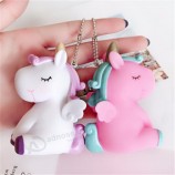 Fancy&Fantasy Rainbow PVC Animal Unicorn Keychain for Men Women Bag Ornament Phone Key Chain Porte Clef keyring Bag Decoration