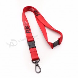 Werbeartikel Polyester Stickerei benutzerdefinierte gewebte Badge Holder Lanyard mit Metallhaken