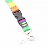 Custom Pvc Card Holder Silk Screen Printing Blue Nylon badge holder Lanyard For Exhibition