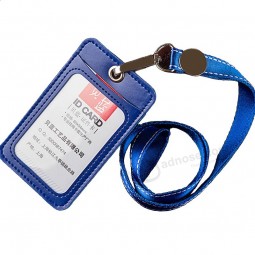Vertical Style ID Leather Badge Holder safety lanyard