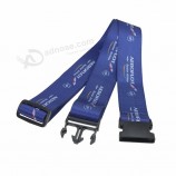 webbing manufacturer transfer printed luggage strap with plastic buckles
