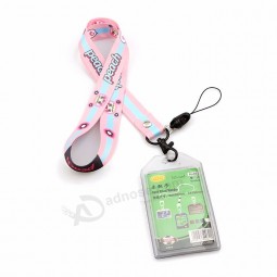 High Quality Custom Heat Transfer Printing Cell Phone Neck Lanyard With Id Card Holder