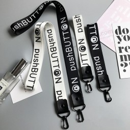 2019 Fashion Words Black White Lanyards for keys Multi-function Mobile Phone Straps ID Card Keychain Lanyard Wrist/Neck Strap