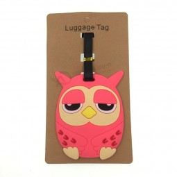 Cartoon Animal Pink Owl Luggage Tag Suitcase ID Address Holder