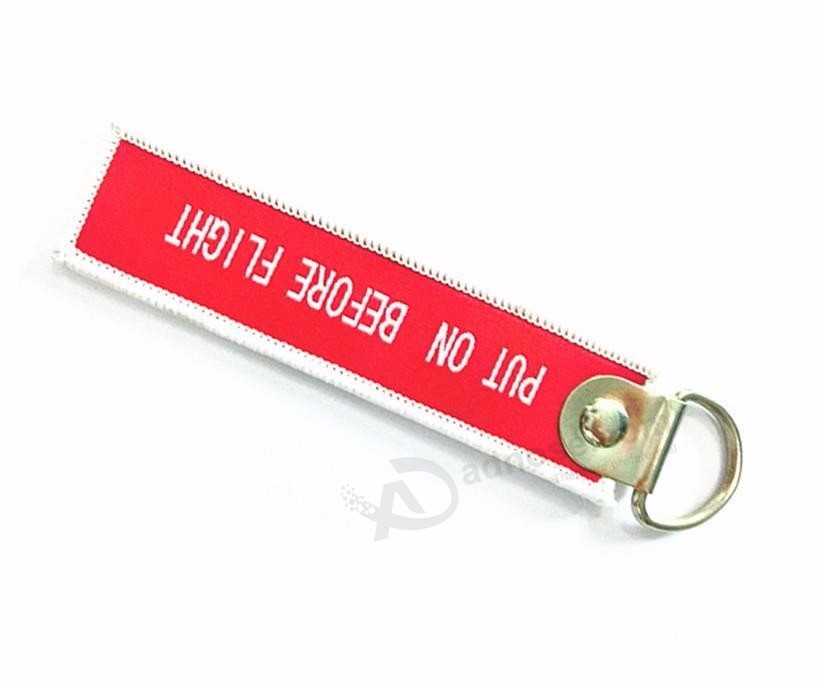 Porta-chaves tecido logotipo personalizado de têxteis com anel de metal
