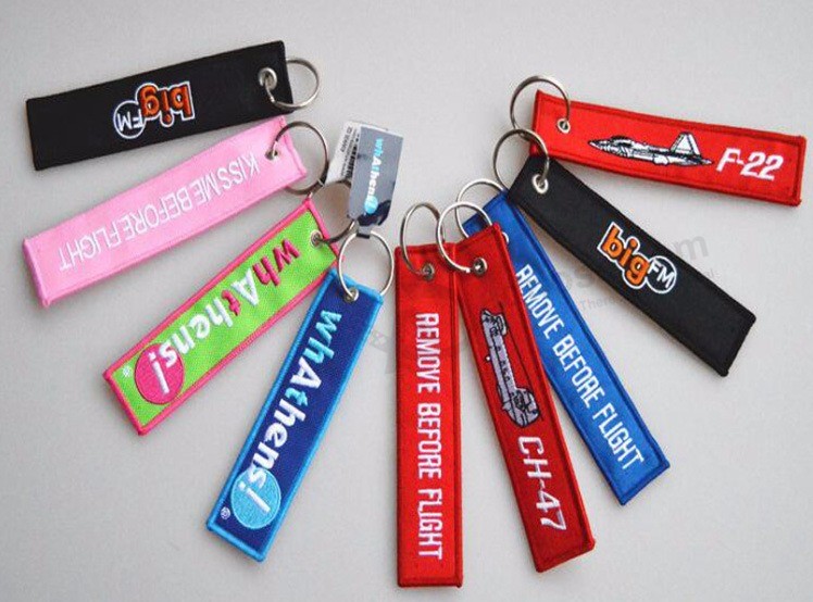 Promotion cloth Fabric embroidery Keyring with Logo