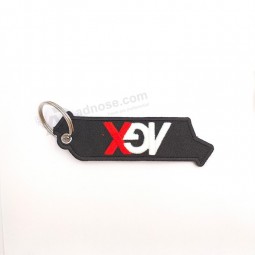 factory direct price clothes textile customized brand Air twill embroidery Key holder keychains for decoration