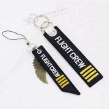 Customized own logo name lanyard both sides embroidery keychain / keytag / keyring