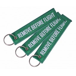 custom logo polyester woven Key ring with eyelet overlock