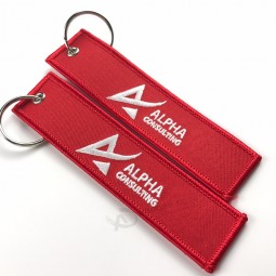 Promotion designer key chain holder cheap embroidery custom woven keychain