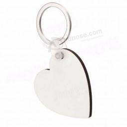 Wholesale custom high quality sublimation coated blank wood heart personalised keyrings