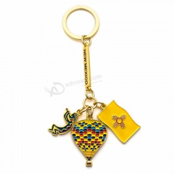 customized hot air balloon shape soft enamel gold color keyring