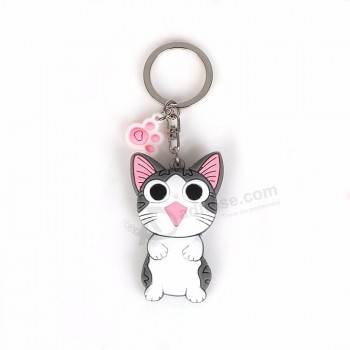 double sides customized logo printed cheap PVC reflective key chain , bear shaped reflective key ring , promotional key chains