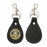 Leather metal Soft enamel custom logo military official car keychain