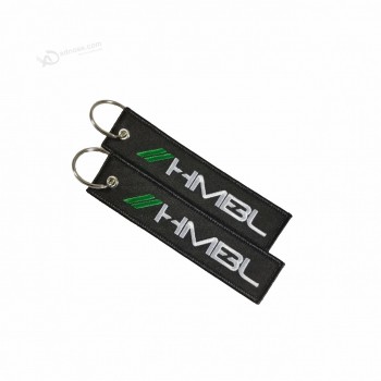 Promotion Embroidery Custom Woven Textile Logo Keychain with Gold Sewing chevrolet logo cool keychains tag