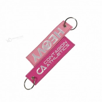 Factory Direct Price Clothes Textile Customized Brand Air Twill Embroidery Key Holder cool keychains tag for multiple keys