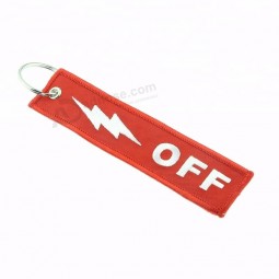 Factory direct promotional novelty personalize cotton embroidery cool keychains tag/keyring