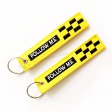 Fabric Textile Customized Logo Embroidered Keychain Keytag for Gift