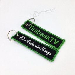 Custom Fabric Material Embroidery Keychain Factory Design Your Own Embroidered Key Tag