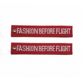 Textile Superior Quality keychain Customized Flight Key chain Label Embroidery Lace Designs