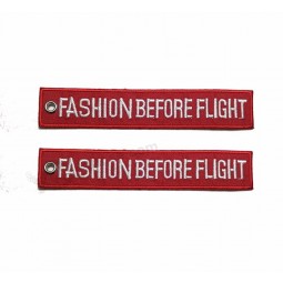 Textile Superior Quality keychain Customized Flight Key chain Label Embroidery Lace Designs