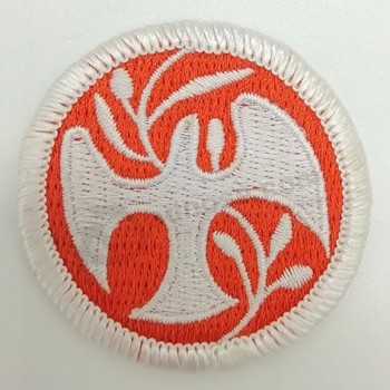 High Quality 100% Polyester Iron On Hat Embroidery Self Adhesive Backing Patch