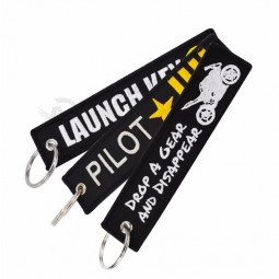 Remove Before Flight Novelty Launch Keychain for Motorcycles Cars Key Tag Embroidery OEM Follow Me Key Ring Jewelry Luggage Tag