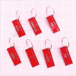 Members Metal Name Tag Key Holder Keyring Jungkook J-hope Keychain  Jimin Suga Fashion Bag Pendant