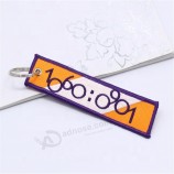 Fabric Luggage Tag Zipper Embroidered Keychain Keyrings