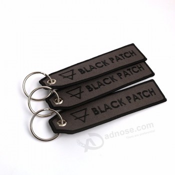 Both Sided Brand Logo Fabric Tags Air Motorcycle Embroidery Key Chains for Gifts