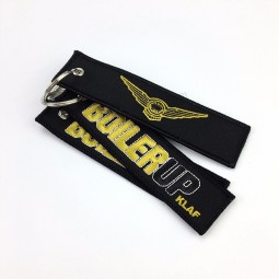 Custom personalized hot selling Canvas Fabric Embroidery Keychain with metal key rings