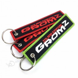Wholesale custom soft and comfortable embroidery personalized key rings custom woven flight embroidery keychain