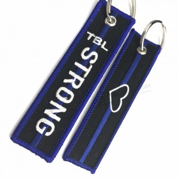 Wholesale custom logo promotional embroidery keychain/key rings/key tags for Souvenir